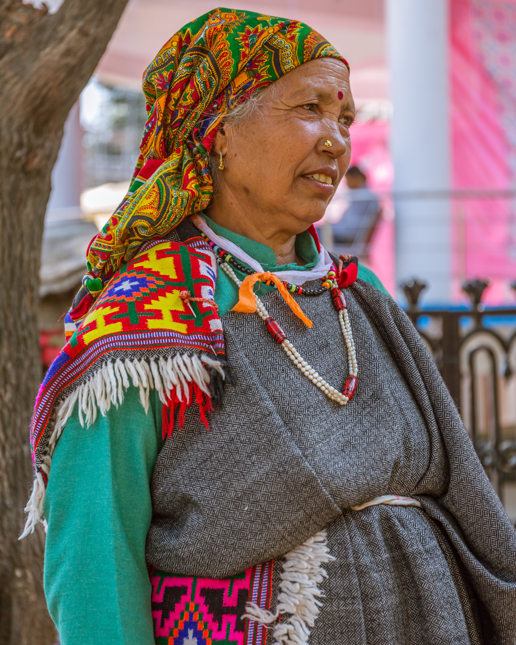 Lady in traditional Himachali attire at Kullu Dussehra - Gods' Own Get-Together