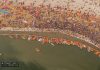 Kumbh Mela India – World’s Largest Gathering Multitude at Kumbh for a holy dip - shot from helicopter - Kumbh Mela India - World's Largest Gathering - Travelure ©