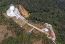 Pokhara – The Jewel of Nepal Aerial view of the World Peace Pagoda at Pokhara