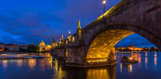 Charles Bridge Prague Czech Republic Illuminated Charles Bridge at blue hour - Travelure ©