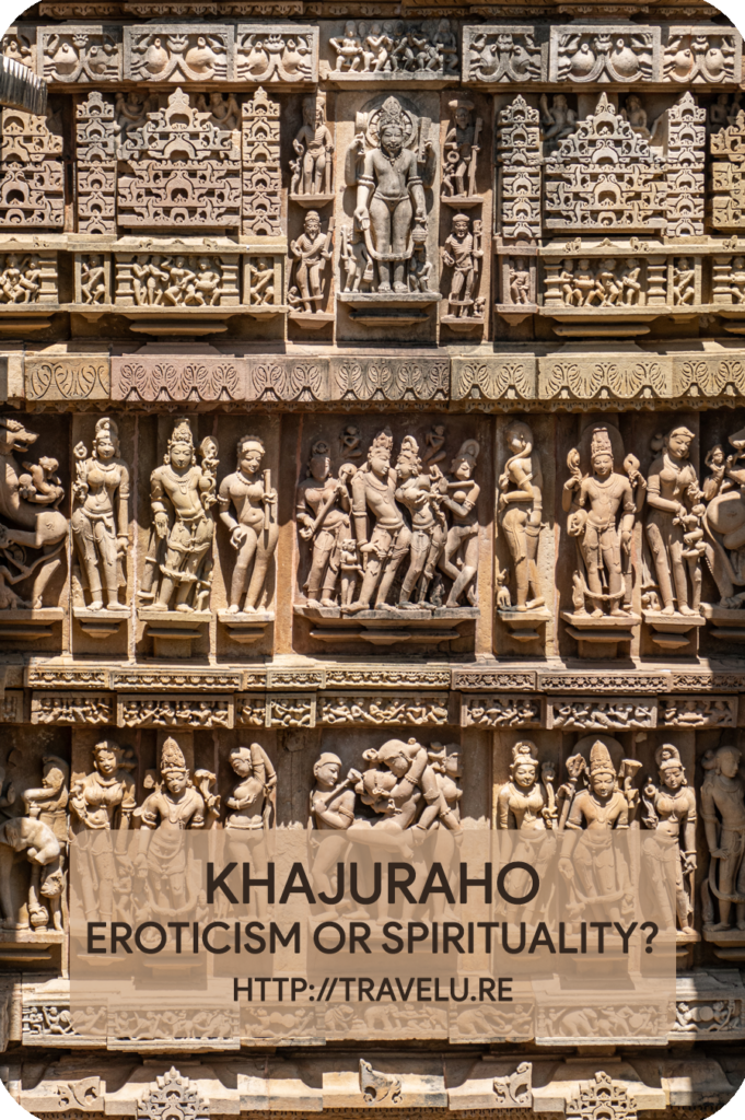 These sculptures have attracted epithets like erotic, pornographic, sensual, and more, but their presence around the temple walls reflect a basic human instinct. These depictions embrace the basal, natural, and sometimes, the unnatural acts as part of human existence. - Khajuraho - Eroticism or Spirituality? - Travelure ©