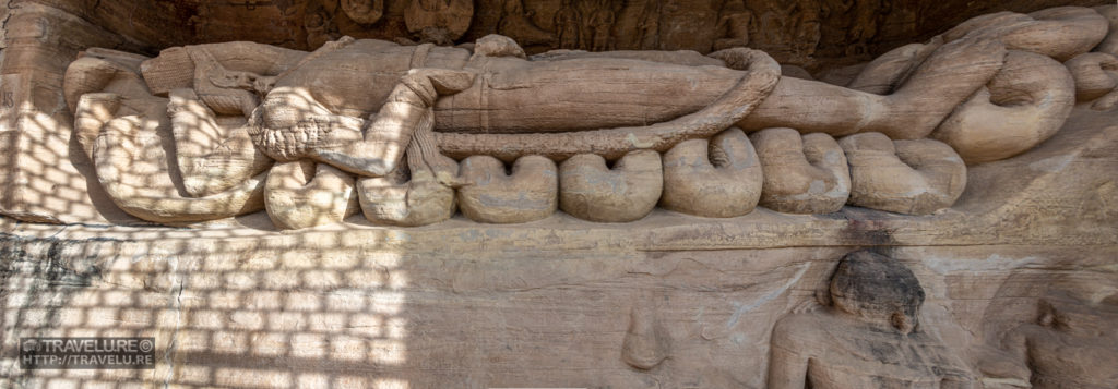 Udayagiri Cave 13: The panel that depicts a resting figure of Lord Vishnu as Narayana - Travelure ©