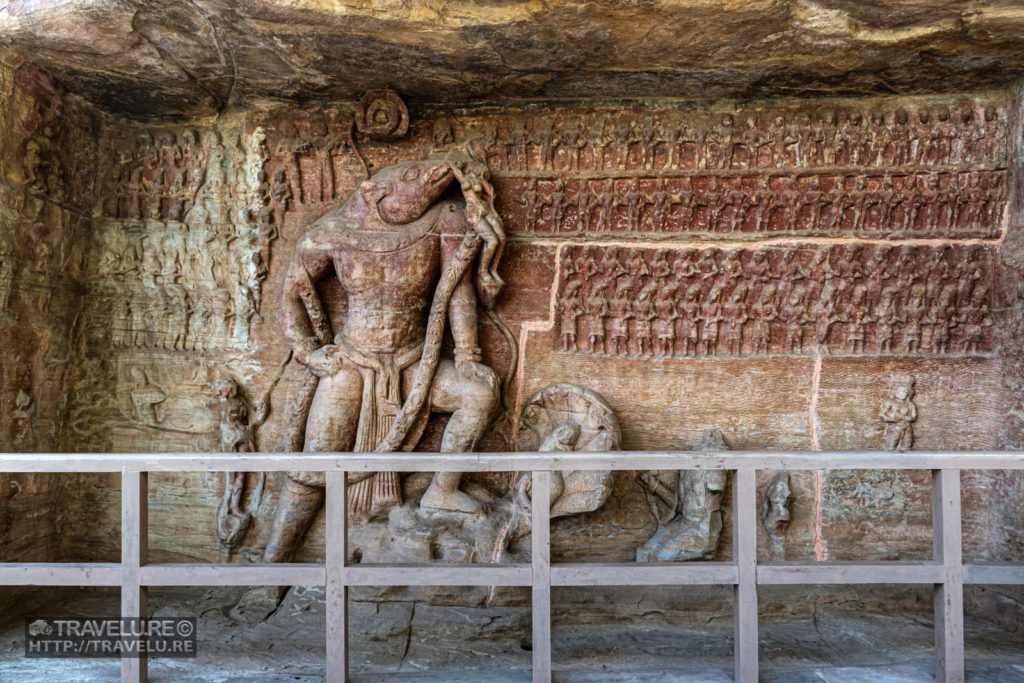 Udayagiri Cave #5: Vishnu's Varah avatar rescuing Bhudevi - Travelure ©