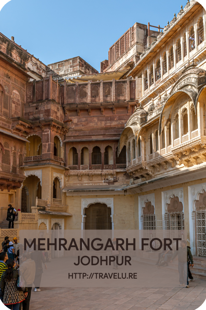 Mehrangarh also seems like an island that rose 400 feet from the plain below. The city beneath, like the waters in the sea, are all painted blue to honour a royal decree, giving Jodhpur the epithet of the blue city. - Mehrangarh Fort, Jodhpur, Rajasthan - Travelure ©
