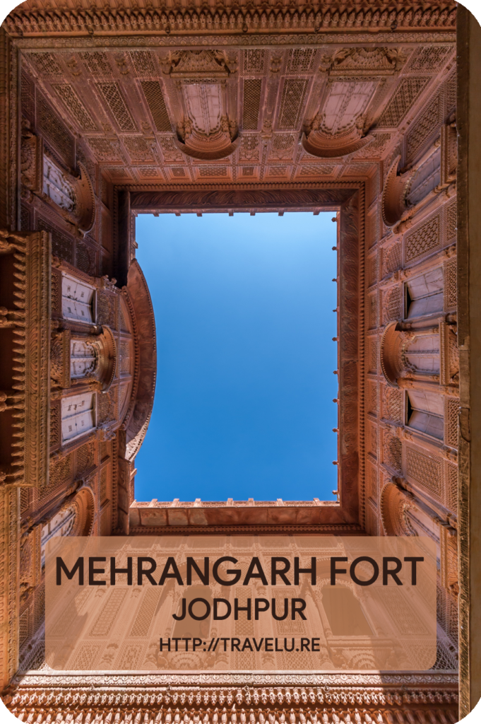 Mehrangarh also seems like an island that rose 400 feet from the plain below. The city beneath, like the waters in the sea, are all painted blue to honour a royal decree, giving Jodhpur the epithet of the blue city. - Mehrangarh Fort, Jodhpur, Rajasthan - Travelure ©