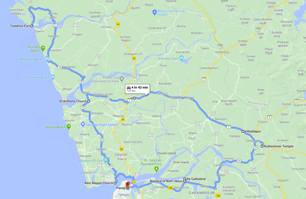 Flourishes of Faith in Goa Part 1 Itinerary Map - Travelure ©