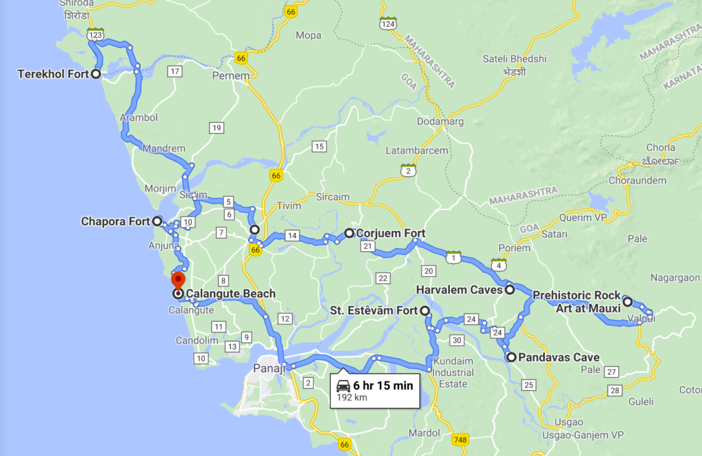 Hunt for Heritage in Goa Part 1 Map - Travelure ©