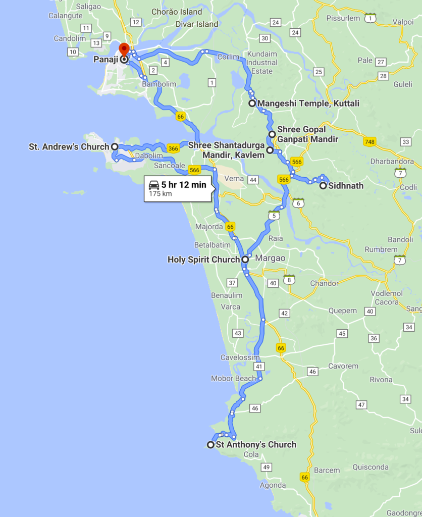 Flourishes of Faith in Goa Part 2 Itinerary Map - Travelure ©