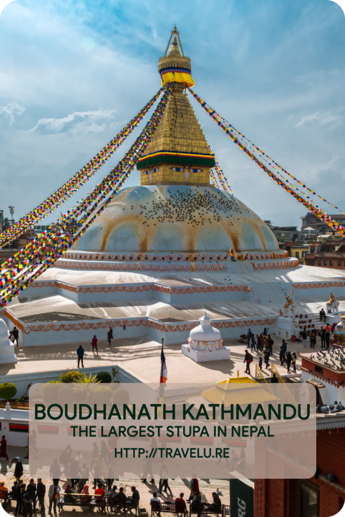 The all-seeing eyes painted on the four sides on the base of the spire symbolise awareness, and their gaze follows you as you go around its perimeter soaking in the bustle and belief. - Boudhanath Kathmandu - The Largest Stupa in Nepal - Travelure ©
